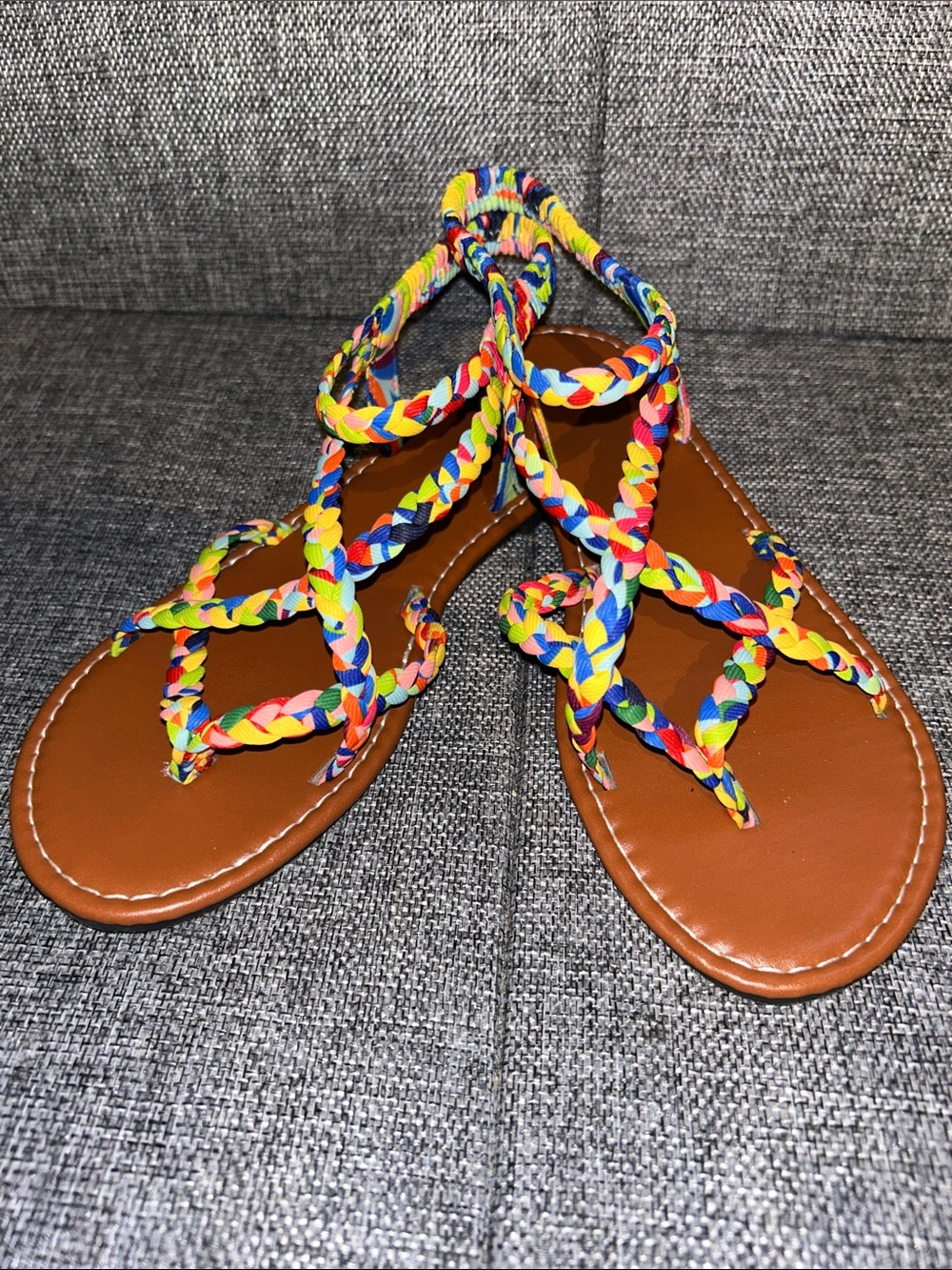 Colorful Braided Strap Sandals - Multicolor - Picture 8 of 8